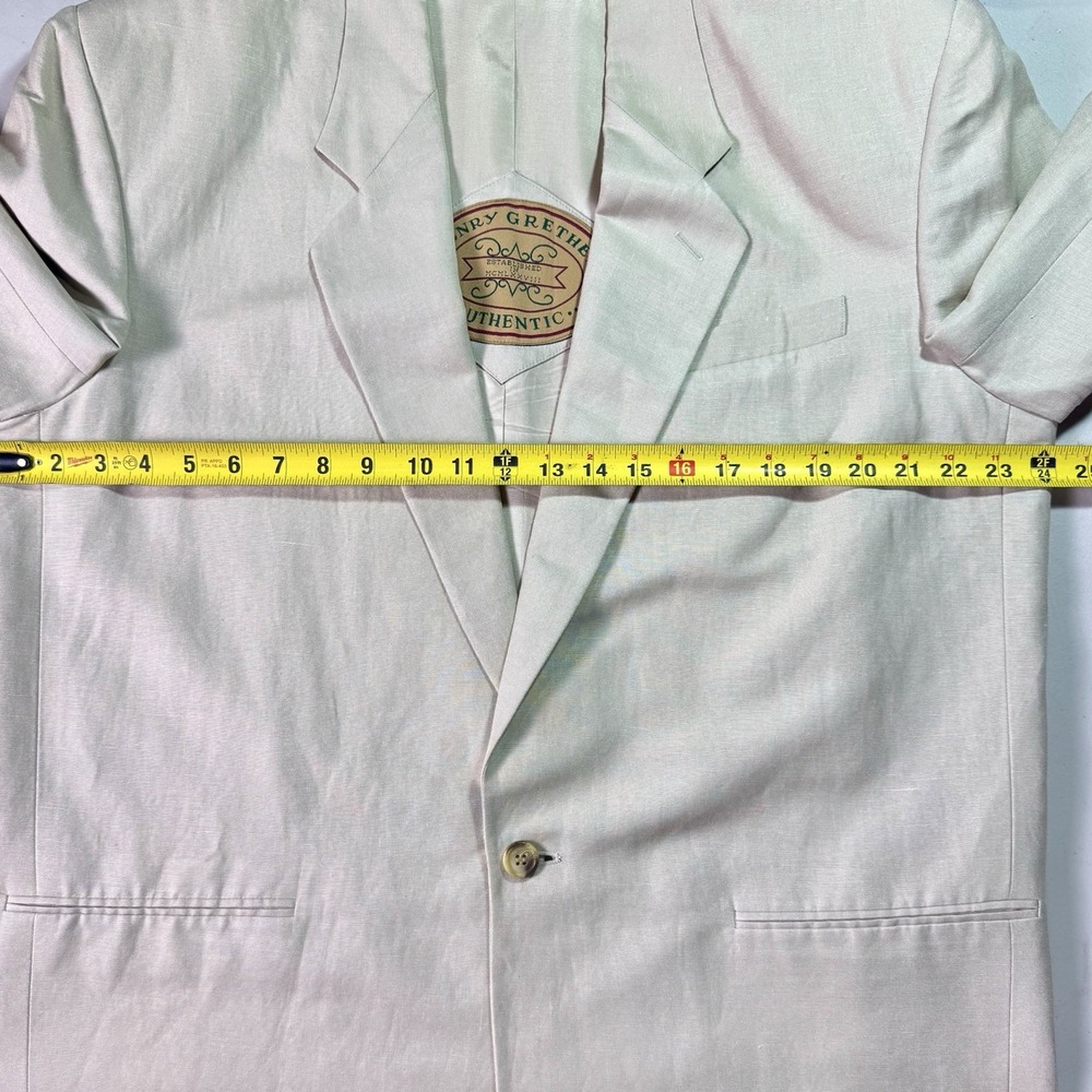Henry Grethel Context Linen Jacket Mens Large Beige Blazer Sport Coat Vintage‎ - Picture 11 of 15